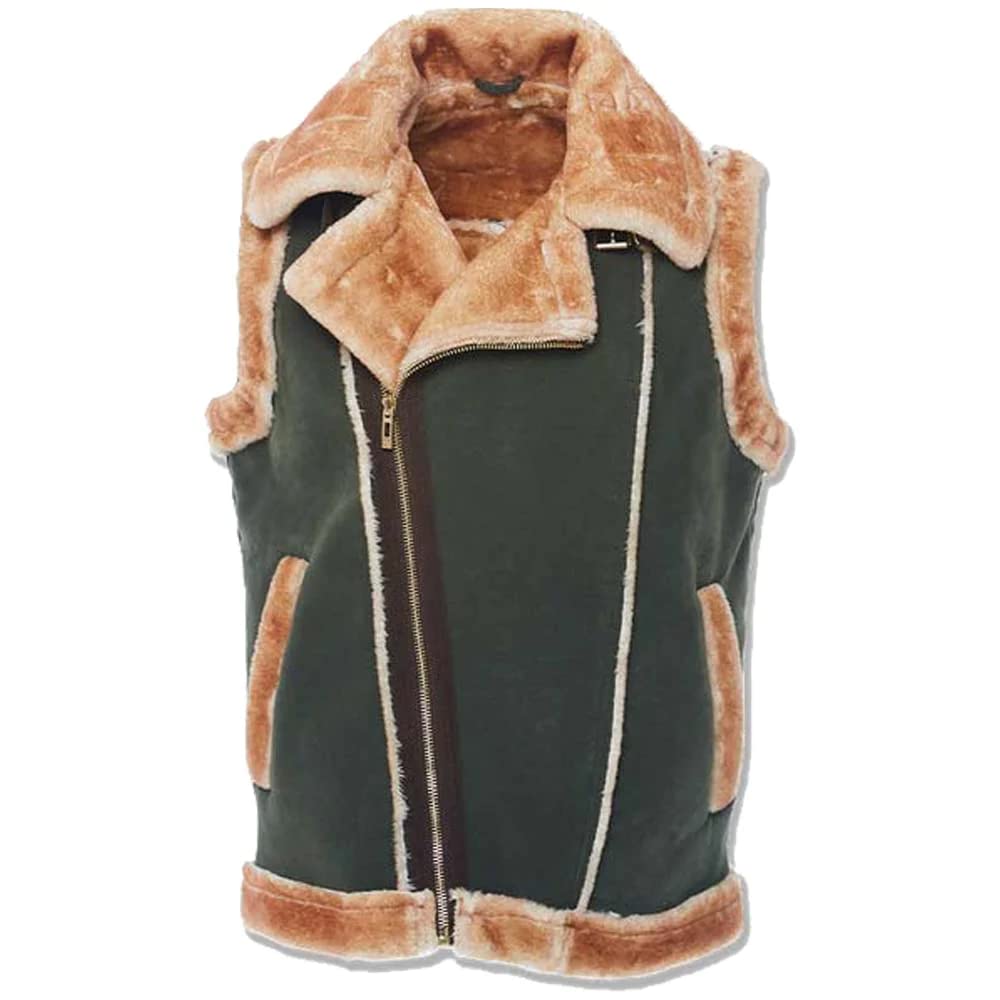 Jordan Craig Olive Shearling Vest Coat_9370V Faux Leather (US, Alpha, 3X-Large, Regular, Regular, Olive)