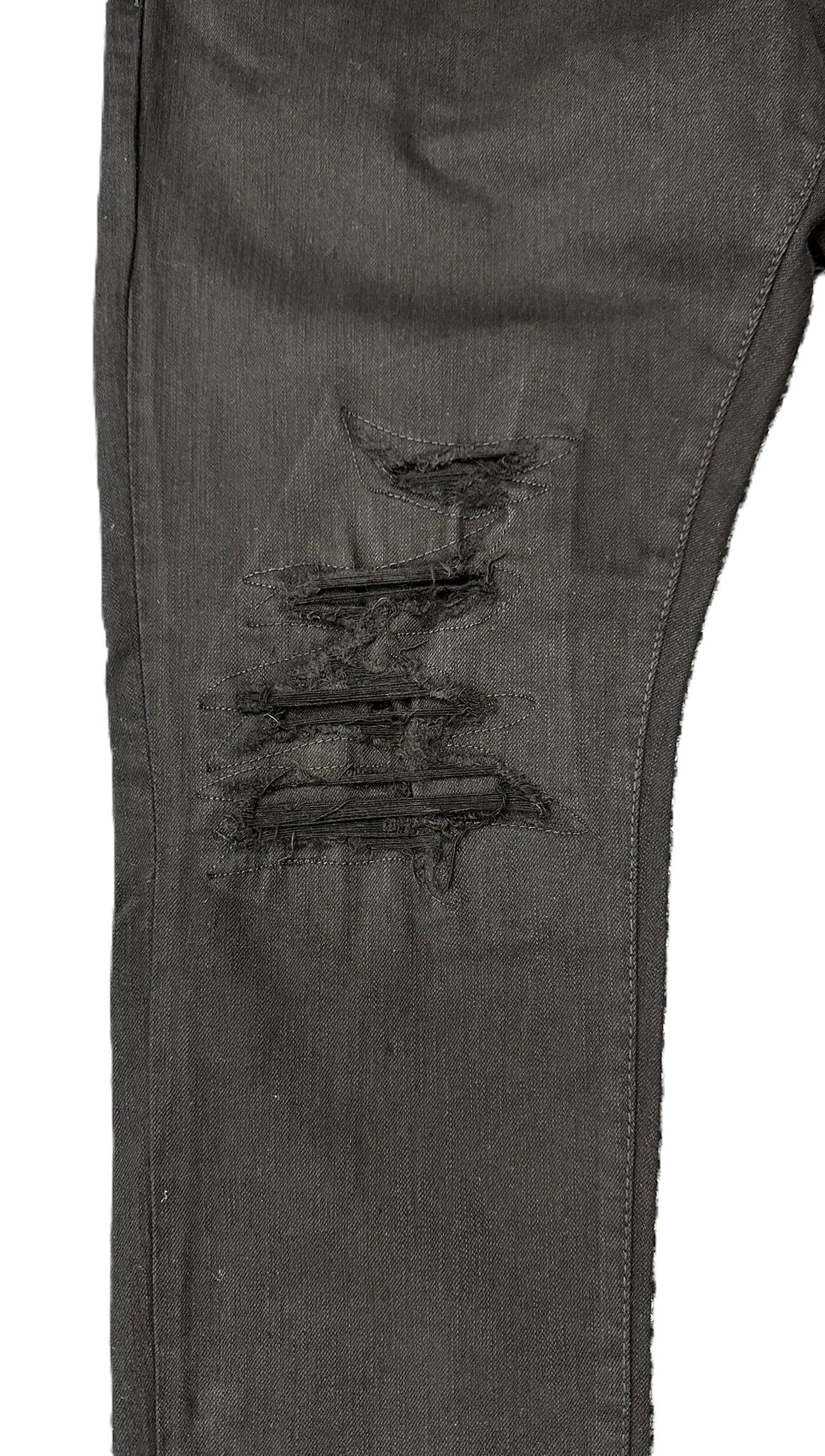 Jordan Craig Men's Distressed Slim Tapered Jeans, Regular Rise, Jet Black, Cotton Blend(JS2294A)