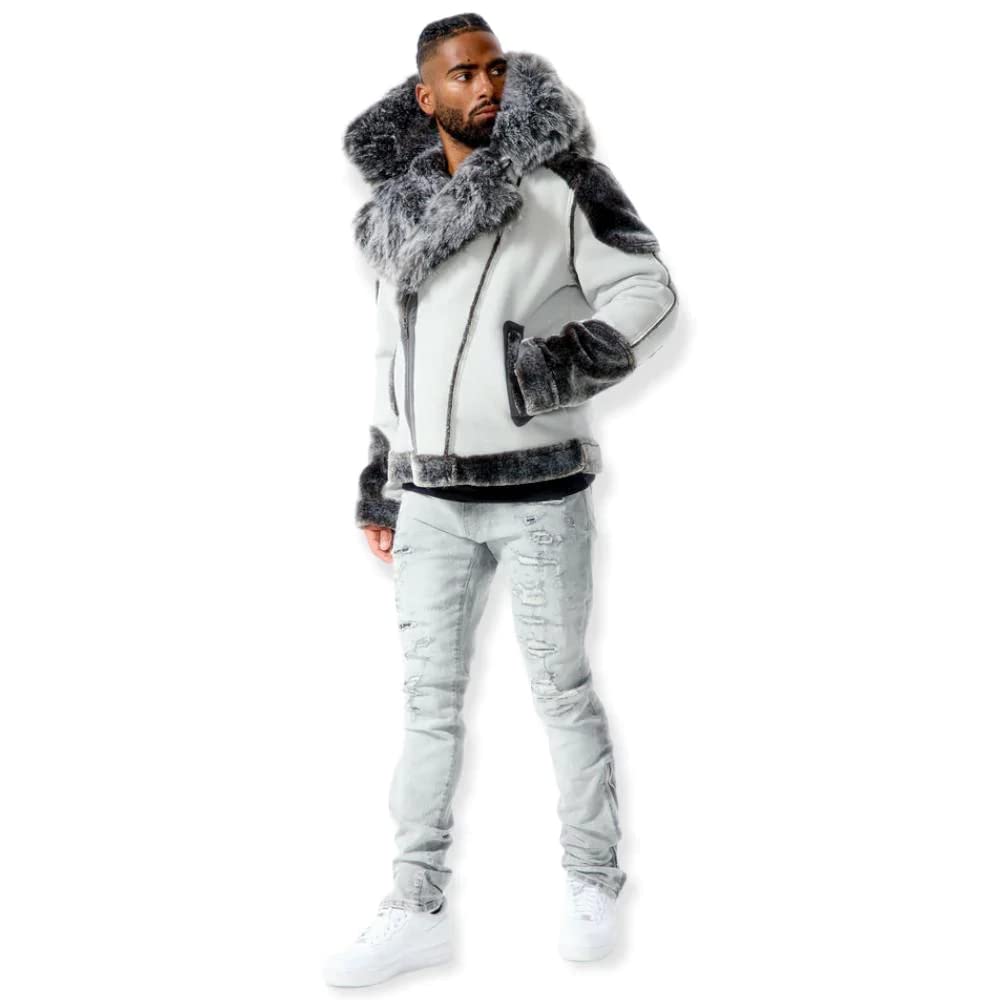 Jordan Craig El Jefe Shearling Moto Jacket_91625 Super Warm Detachable Hood With Zipper Faux Fur Moto Silhouette Cross Zipper