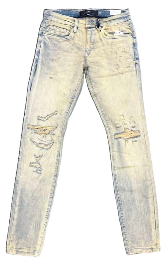 Jordan Craig Distressed Khaki Wash Denim Jeans, Elastane Stretch, Ripped Knee Design(JR1258)