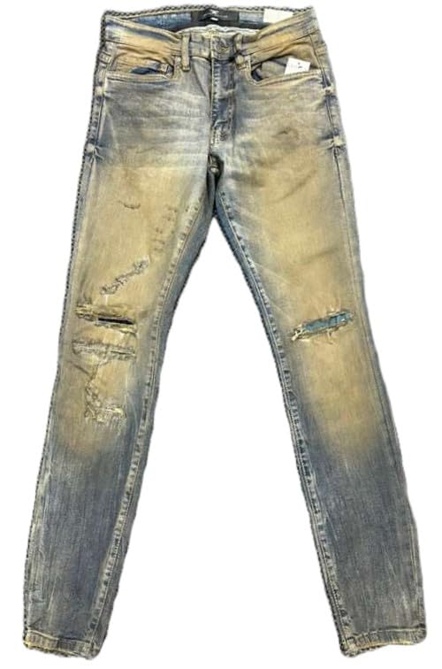 Jordan Craig Men's Distressed Slim Fit Jeans,Dark Vintage, Ripped Knee Design,Mid Rise Straight Leg(JR1258)