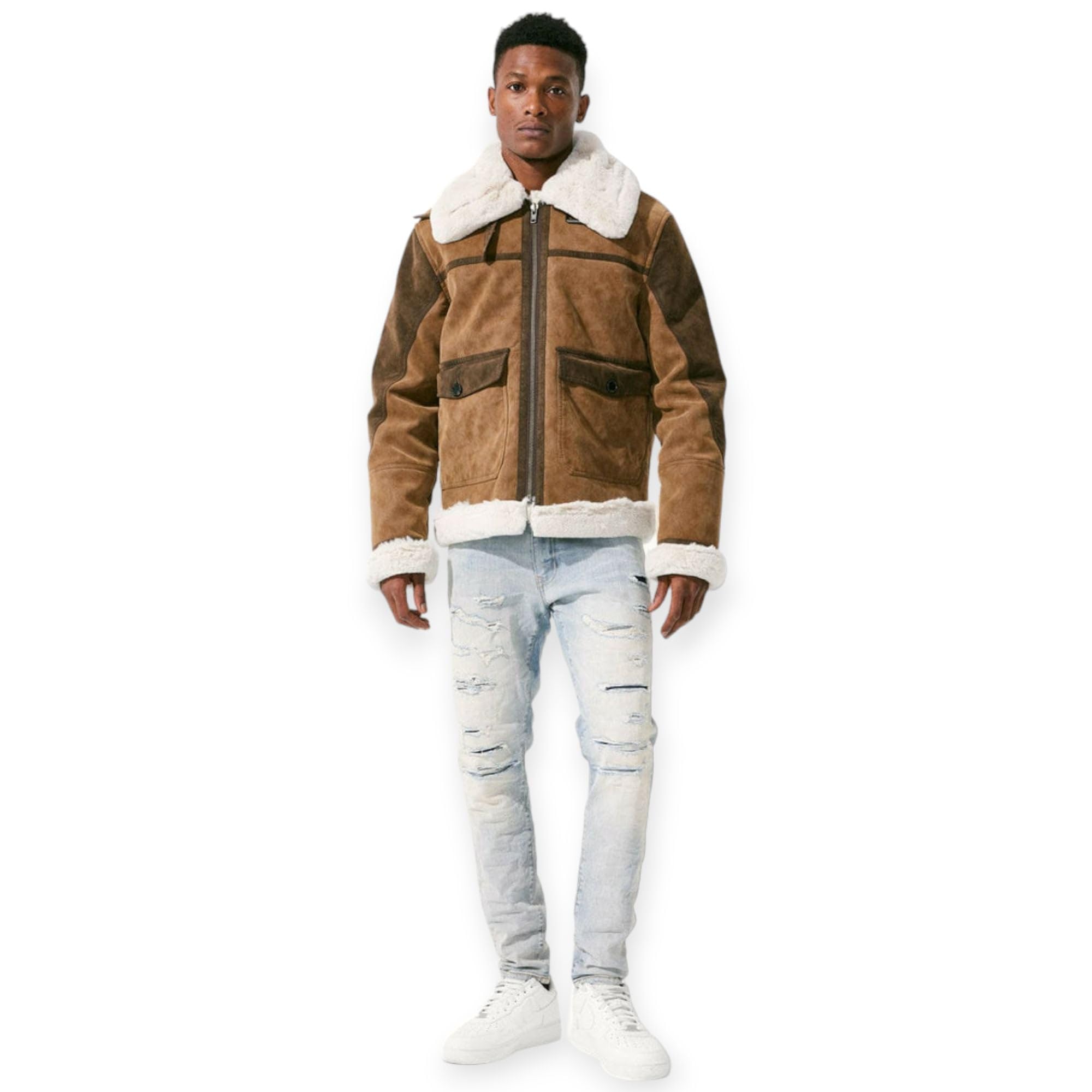 Jordan Craig Men Vienna Fur Bomber Jackets (Brown)