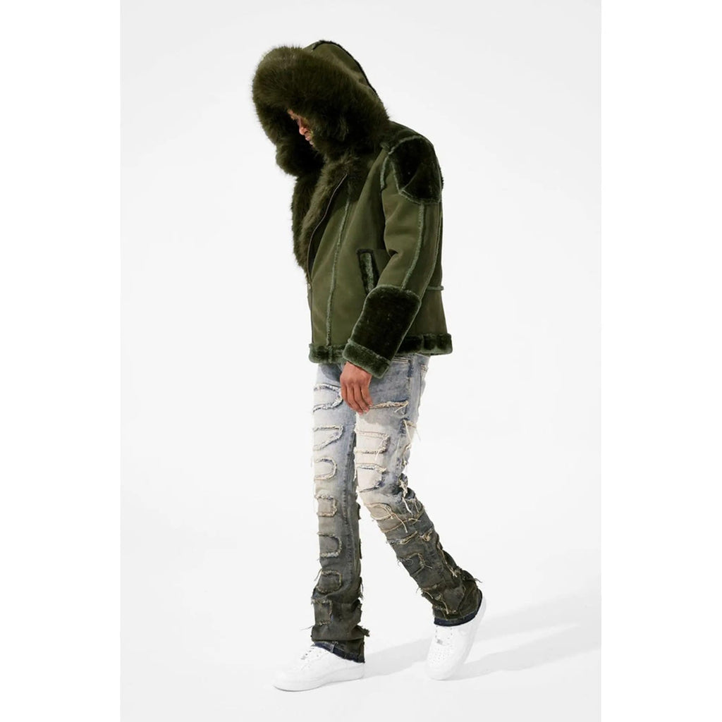 Jordan Craig Men EL Jefe Shearling Moto Jacket (Black Coffee)