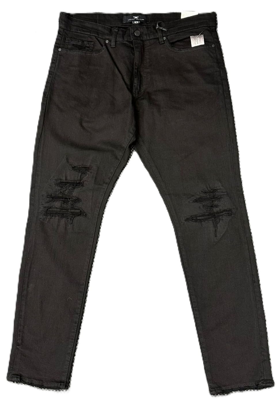 Jordan Craig Men's Distressed Slim Tapered Jeans, Regular Rise, Jet Black, Cotton Blend(JS2294A)
