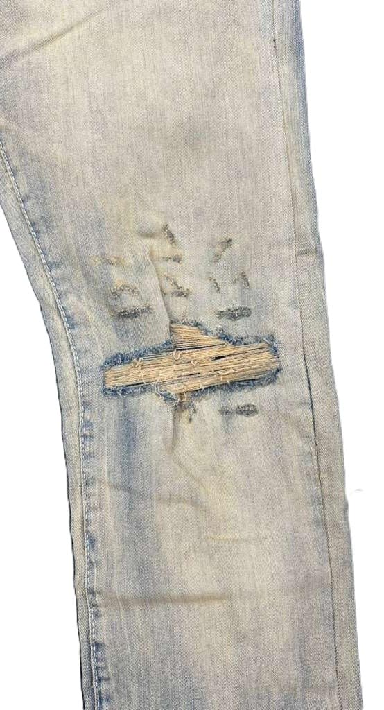 Jordan Craig Distressed Khaki Wash Denim Jeans, Elastane Stretch, Ripped Knee Design(JR1258)