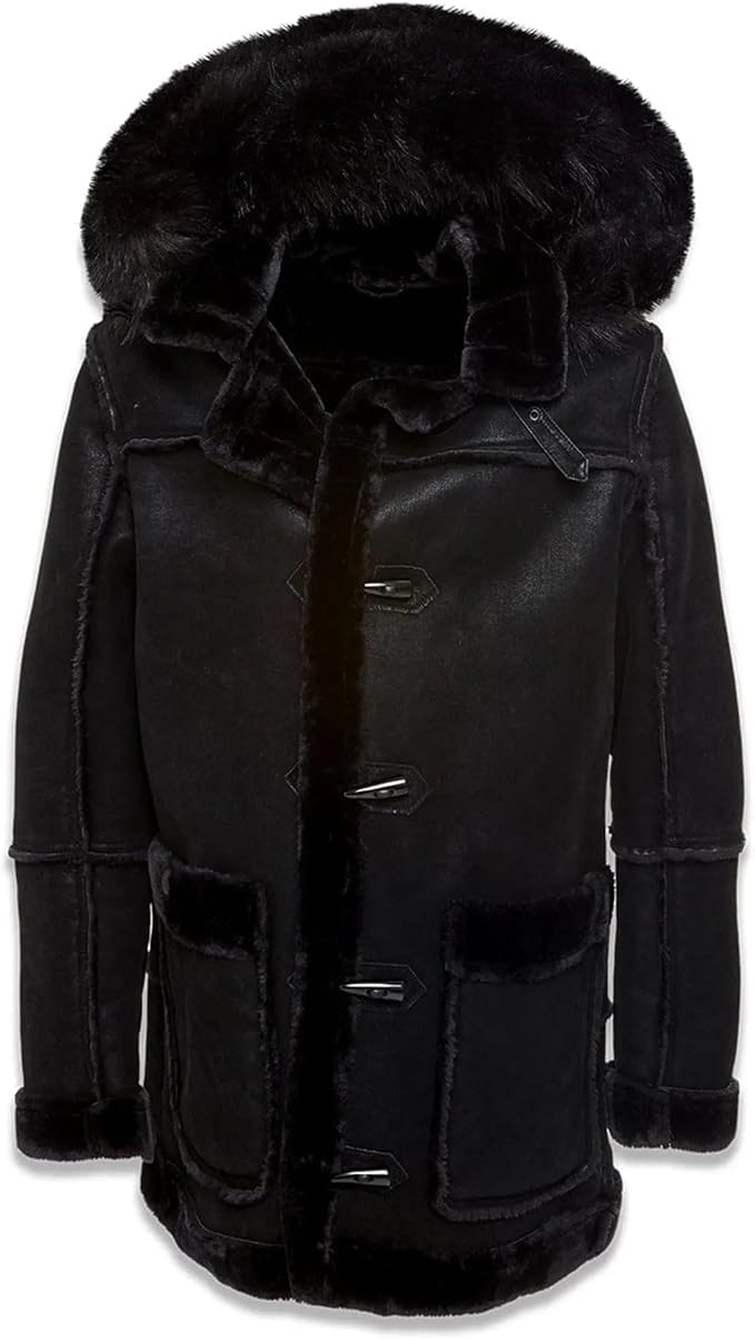 Jordan Craig Men Denali Shearling Jackets (Black) Super Warm Detachable Hood
