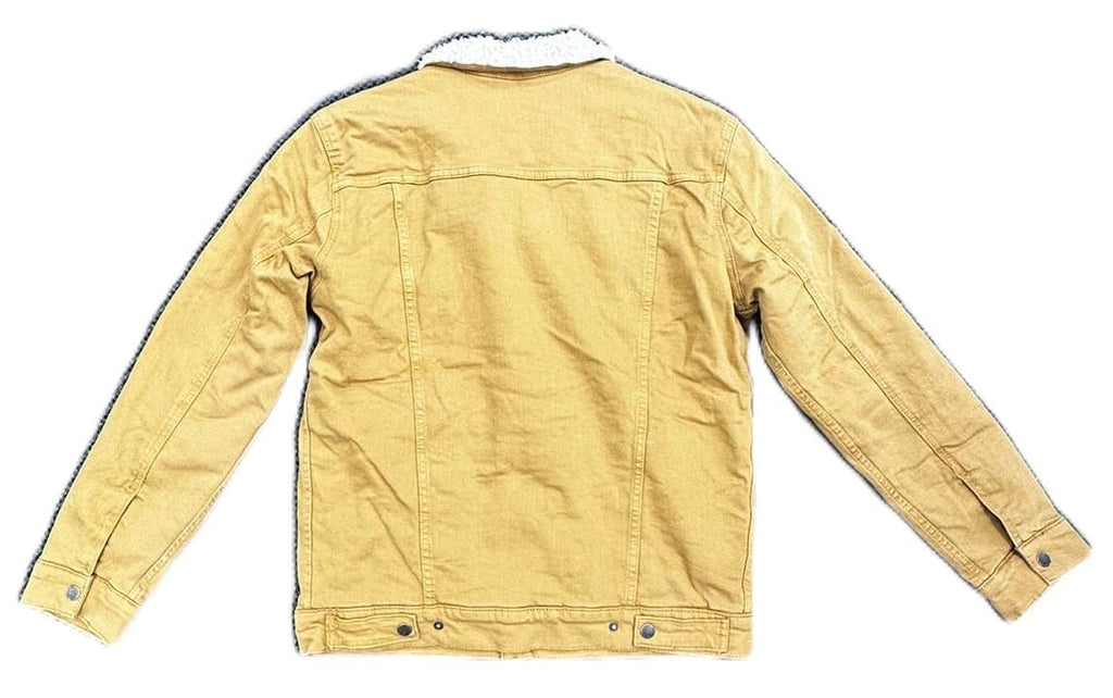 M.SOCIETY Men's Sherpa Lined Denim Jacket, Wheat Color, Cotton Blend