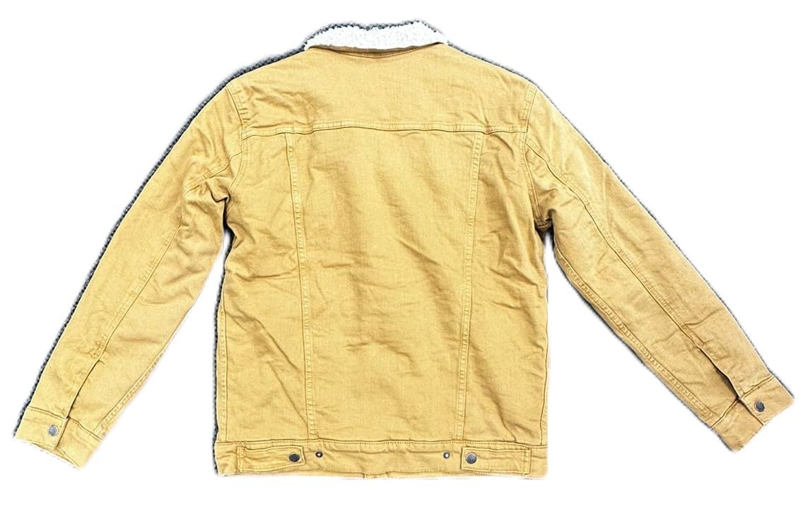 M.SOCIETY Men's Sherpa Lined Denim Jacket, Wheat Color, Cotton Blend