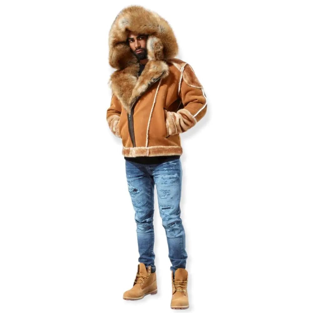 Jordan Craig Men EL Jefe Shearling Moto Jacket (Black Coffee)