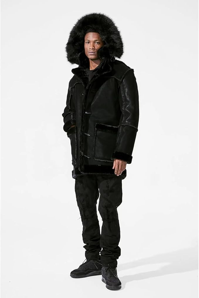 Jordan Craig Men Denali Shearling Jackets (Black) Super Warm Detachable Hood