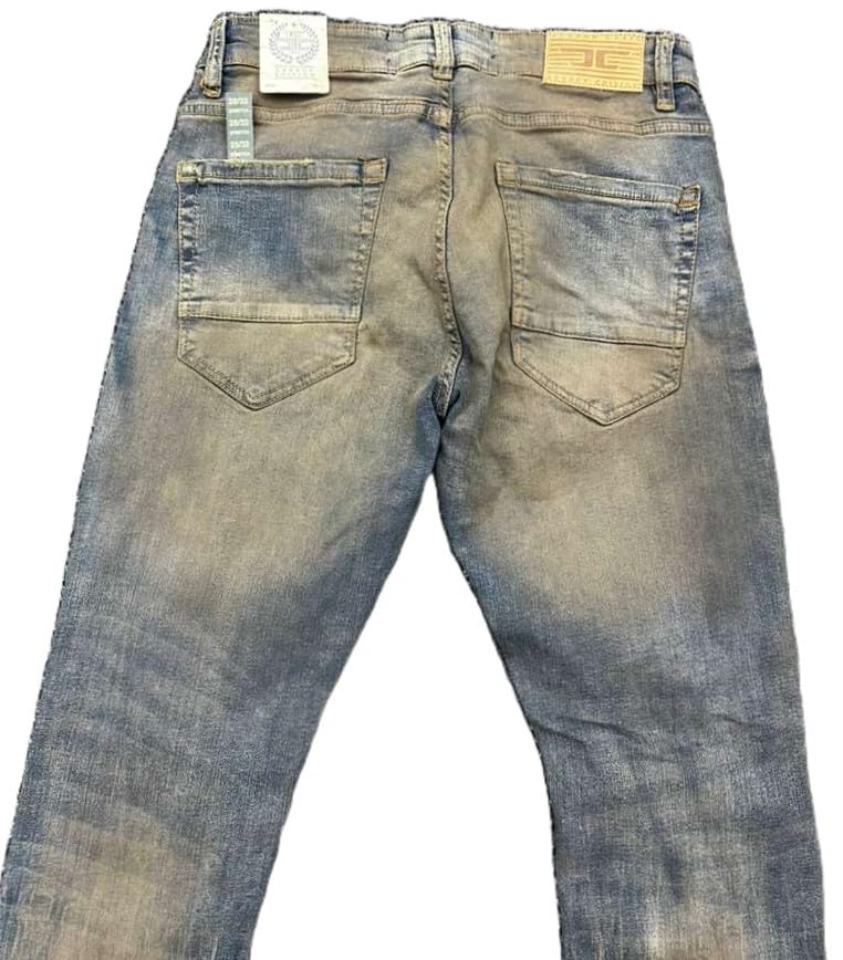 Jordan Craig Men's Distressed Slim Fit Jeans,Dark Vintage, Ripped Knee Design,Mid Rise Straight Leg(JR1258)