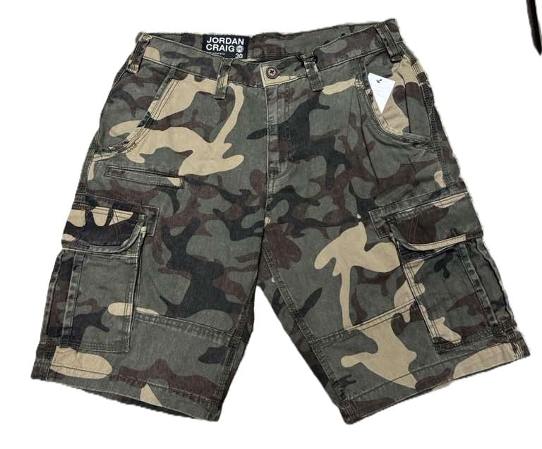 Jordan Craig CAMO Cargo Shorts Mens Woodland Color 100% Cotton Streetwear Style(4461C)