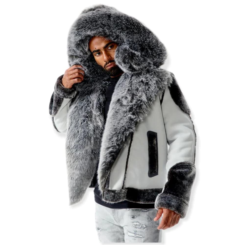 Jordan Craig El Jefe Shearling Moto Jacket_91625 Super Warm Detachable Hood With Zipper Faux Fur Moto Silhouette Cross Zipper