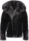 Jordan Craig El Jefe Shearling Moto JacketSuper Warm Detachable Hood With Zipper Faux Fur Moto Silhouete Cross Zipper Black