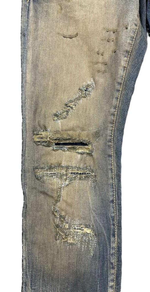 Jordan Craig Men's Distressed Slim Fit Jeans,Dark Vintage, Ripped Knee Design,Mid Rise Straight Leg(JR1258)