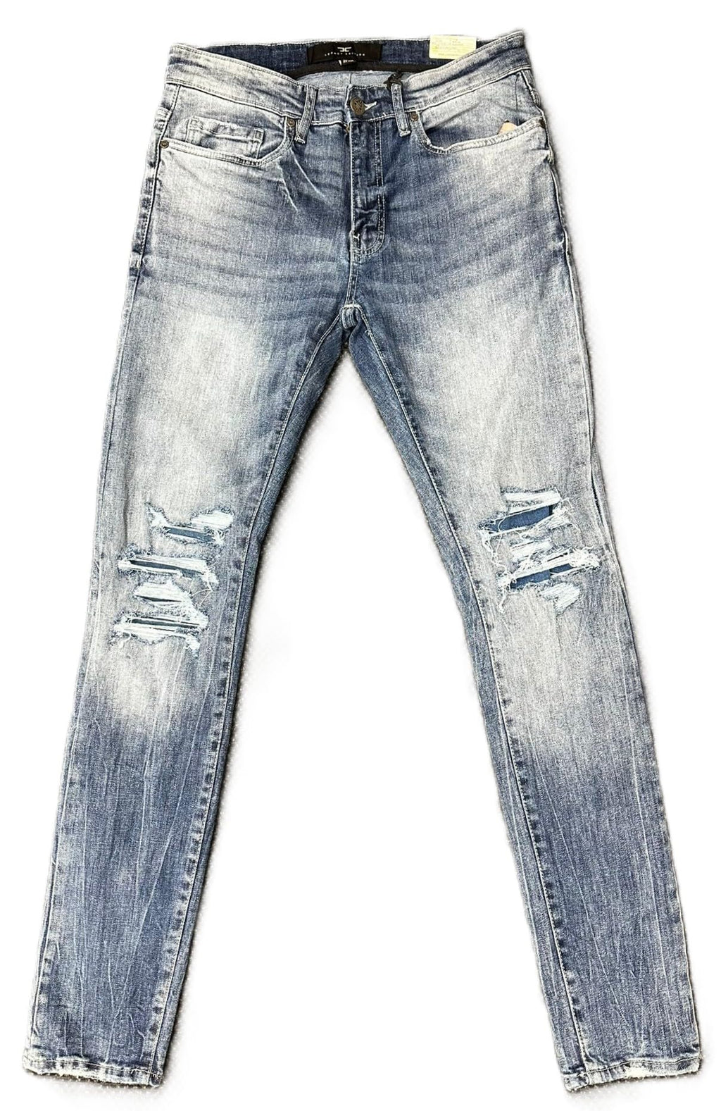 Jordan Craig Men's Distressed Denim Jeans, Regular Rise, Slim Tapered Fit, M/Blue(JS2294)