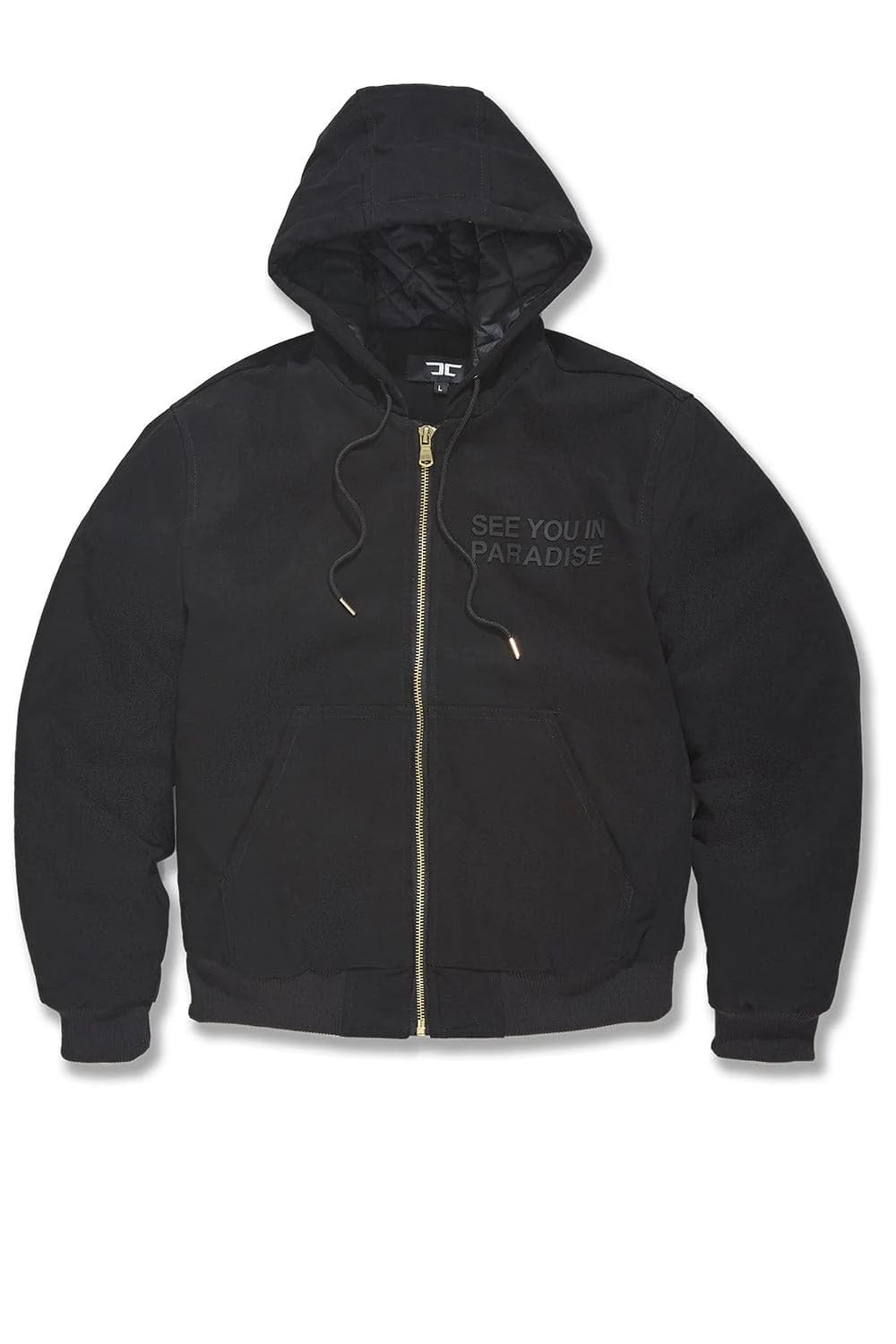 Jordan Craig See You In Paradise Hooded Work Jacket, Black, Quilted Padded, Insulated, Full Zip