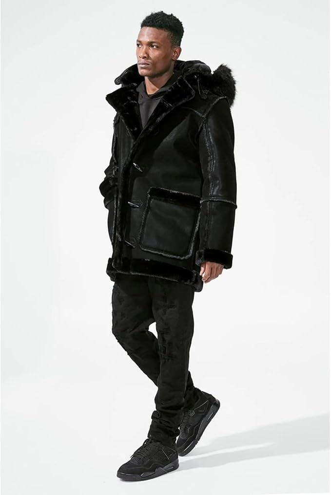 Jordan Craig Men Denali Shearling Jackets (Black) Super Warm Detachable Hood