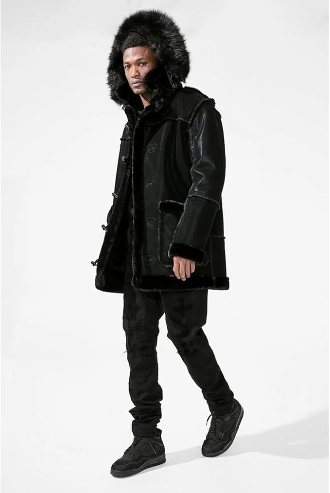 Jordan Craig Men Denali Shearling Jackets (Black) Super Warm Detachable Hood