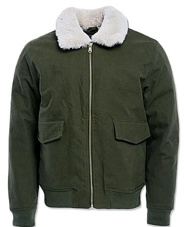 Jordan Craig Men's Olive Work Jacket with Shearling Collar and Hidden Front Pockets