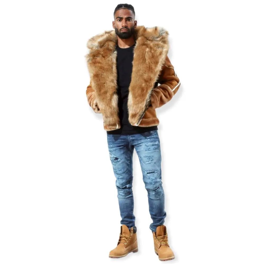 Jordan Craig Men EL Jefe Shearling Moto Jacket (Black Coffee)