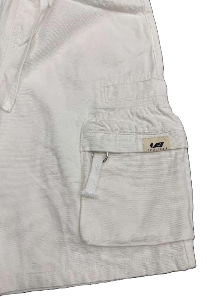 VOYAGE STUDIO MENS 3D ZIPPER POCKET SHORTS WHITE COLOR 100% COTTON STREETWEAR STYLE(51P22)