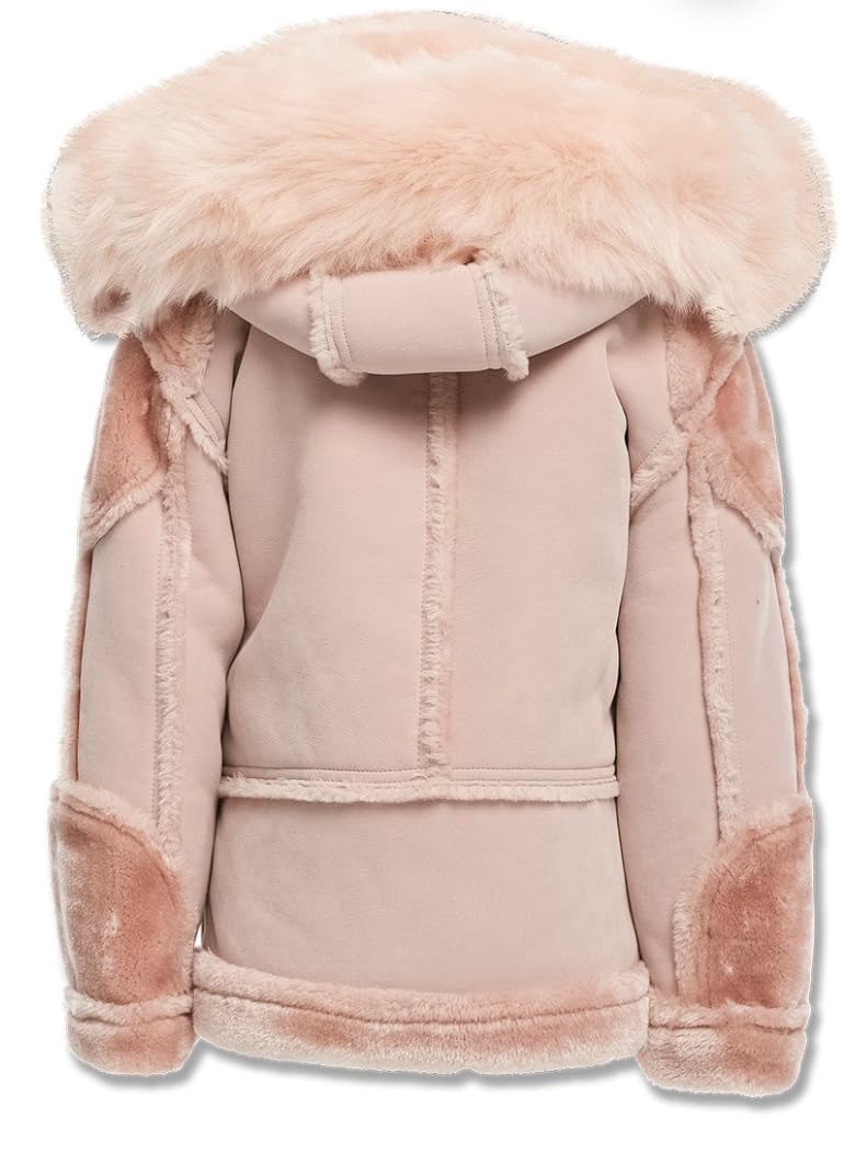 Jordan Craig pink color kids moto shearling jacket