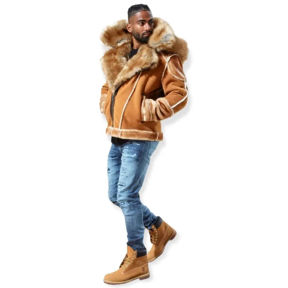 Jordan Craig Men EL Jefe Shearling Moto Jacket (Black Coffee)