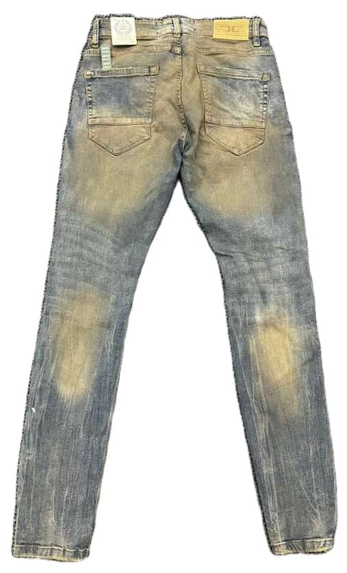 Jordan Craig Men's Distressed Slim Fit Jeans,Dark Vintage, Ripped Knee Design,Mid Rise Straight Leg(JR1258)