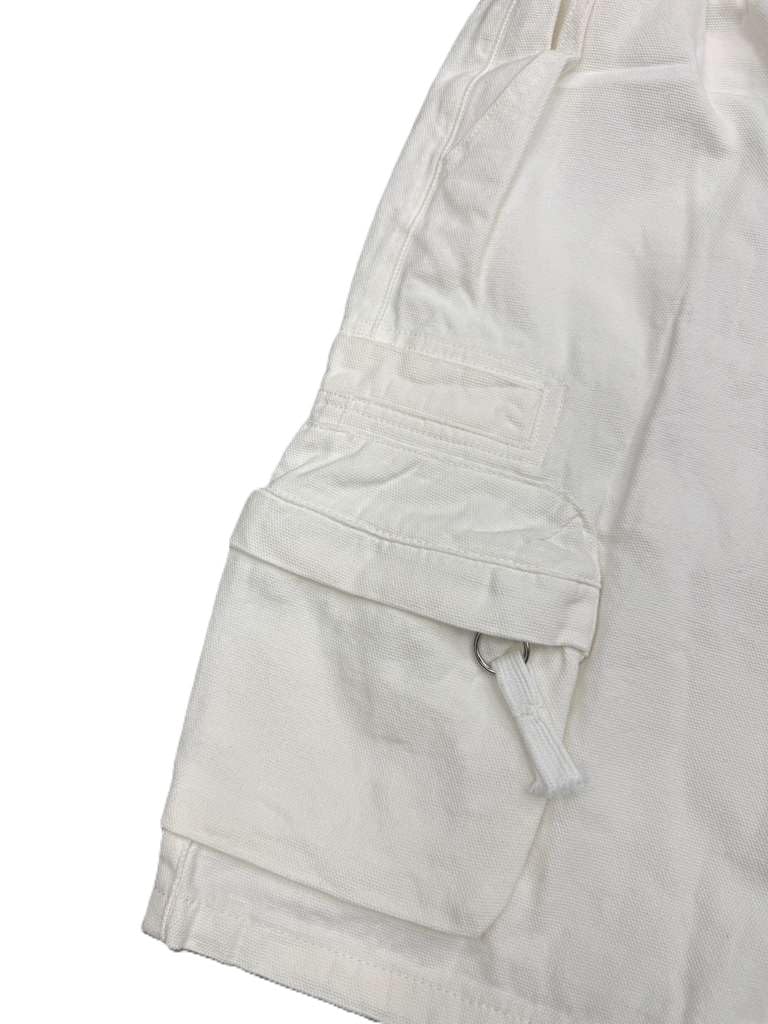 VOYAGE STUDIO MENS 3D ZIPPER POCKET SHORTS WHITE COLOR 100% COTTON STREETWEAR STYLE(51P22)