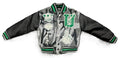 Jordan Craig Kids Varsity Jacket, Black Camo, Polyester Blend with Green Trim