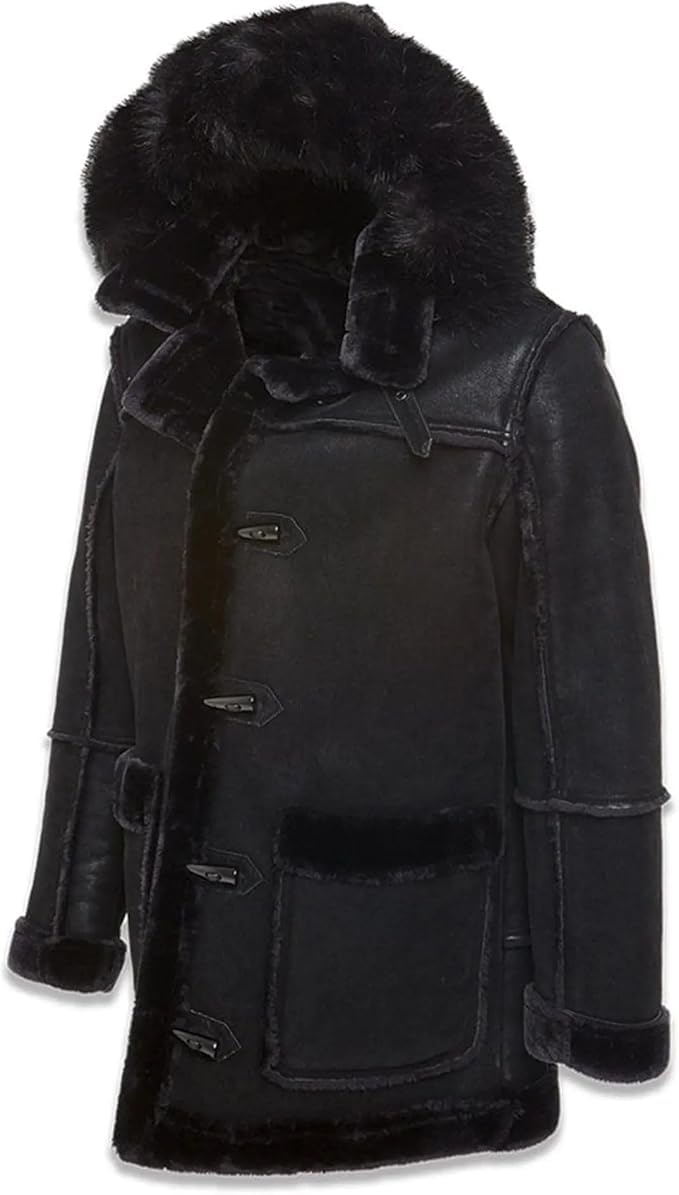 Jordan Craig Men Denali Shearling Jackets (Black) Super Warm Detachable Hood