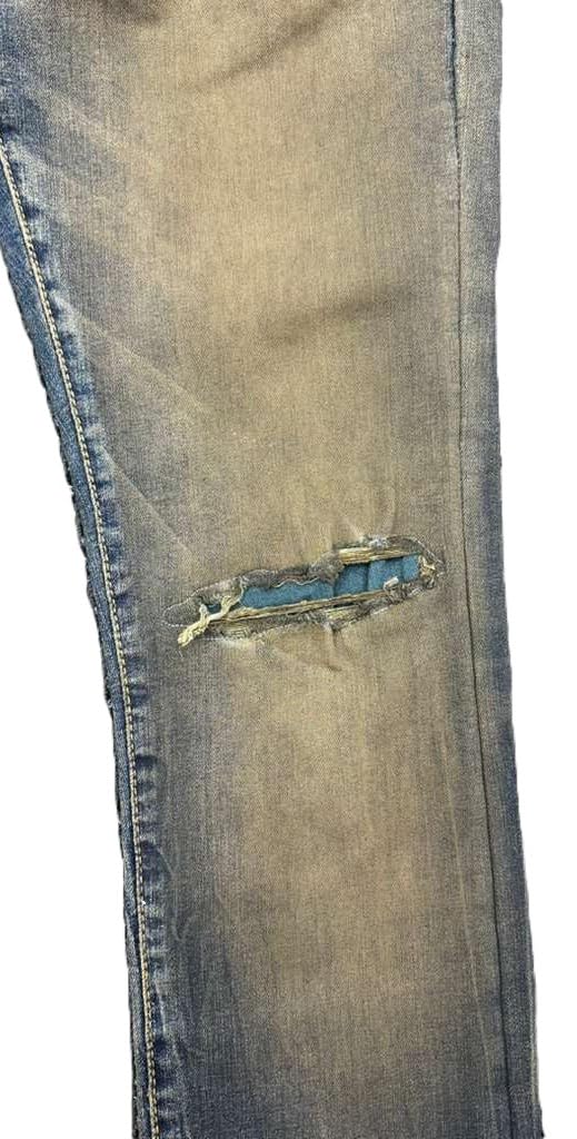 Jordan Craig Men's Distressed Slim Fit Jeans,Dark Vintage, Ripped Knee Design,Mid Rise Straight Leg(JR1258)