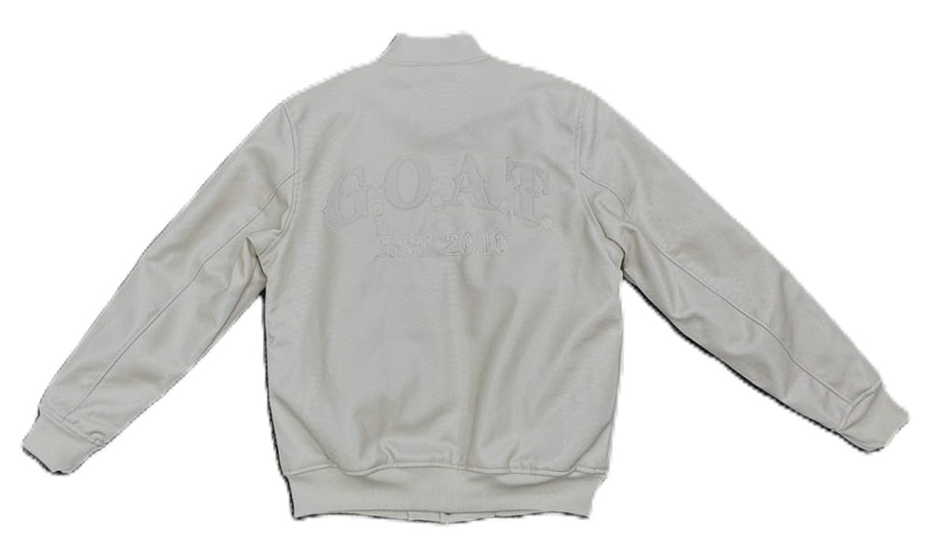 Rebal Minds Leather Varsity Jacket, Cream White, PU Shell with Polyester Lining
