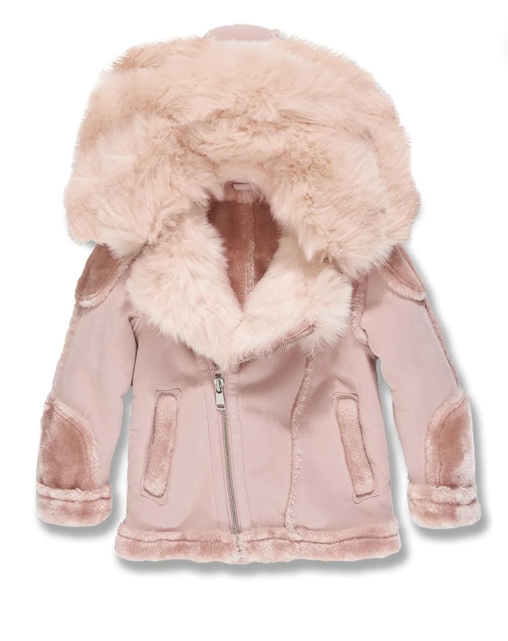 Jordan Craig pink color kids moto shearling jacket
