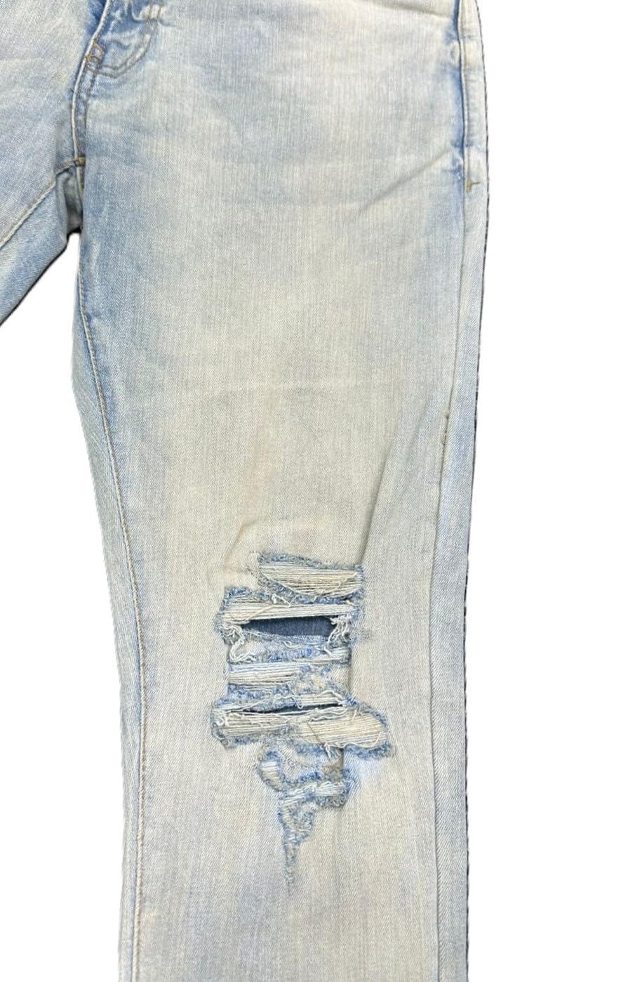 Jordan Craig Sean Fit Distressed Jeans, Iced Lager, Men's Slim Fit Denim with Ripped Knees (JS2294)