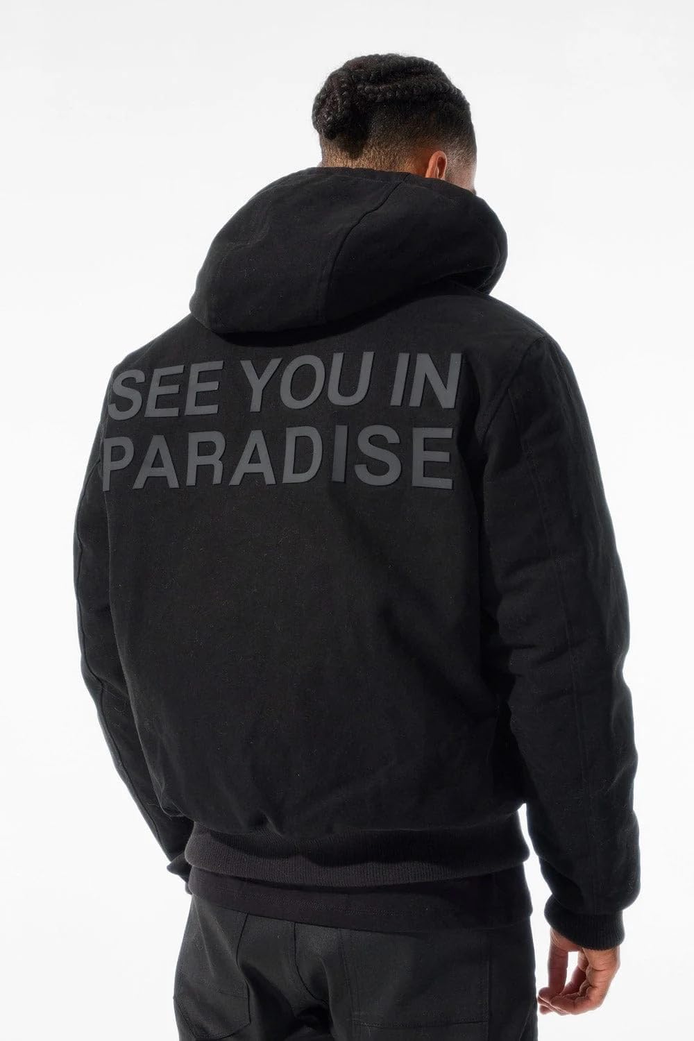 Jordan Craig See You In Paradise Hooded Work Jacket, Black, Quilted Padded, Insulated, Full Zip