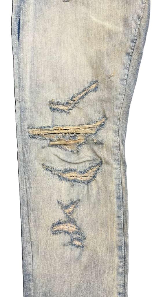 Jordan Craig Distressed Khaki Wash Denim Jeans, Elastane Stretch, Ripped Knee Design(JR1258)