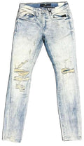 Jordan Craig Distressed Denim Jeans, Cream Wash, Mid Rise Skinny Fit with Ripped Details(JR1258)