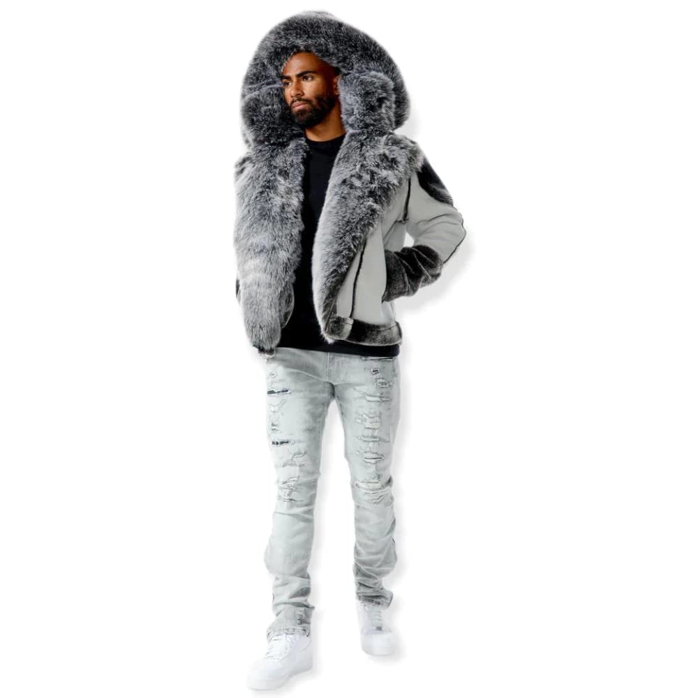 Jordan Craig El Jefe Shearling Moto Jacket_91625 Super Warm Detachable Hood With Zipper Faux Fur Moto Silhouette Cross Zipper
